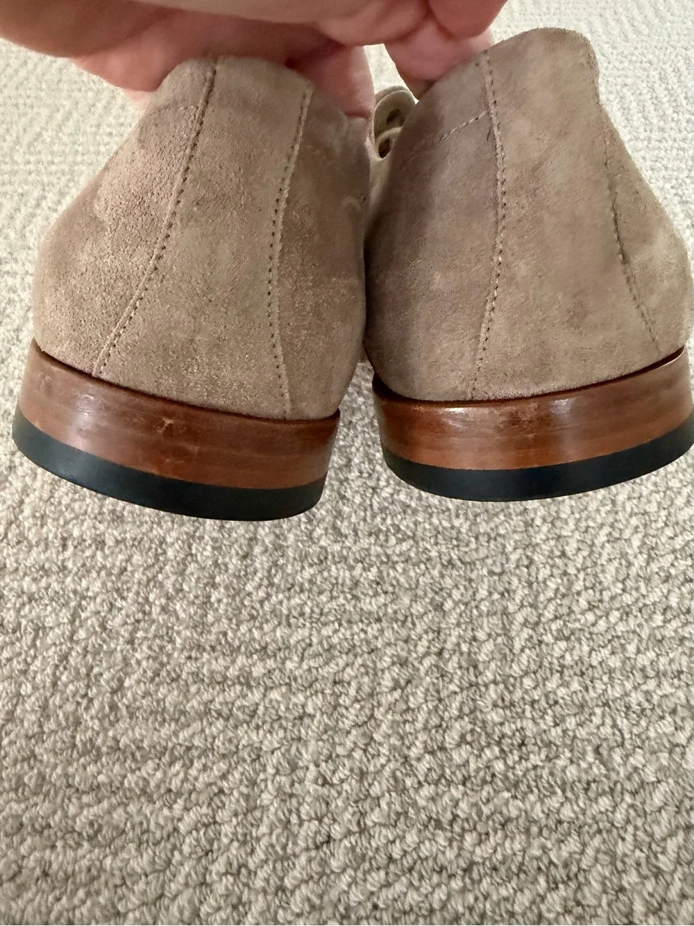 Hugo Boss men’s taupe suede wingtip shoes